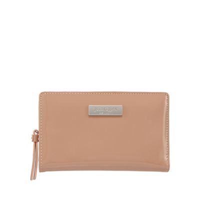 Peach soft patent fold over wallet